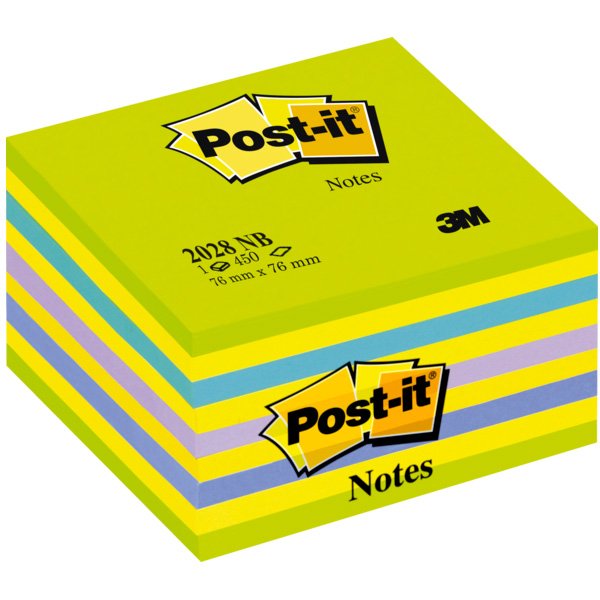 Post-it kubus notes 76 mm neonblagron 450 bl