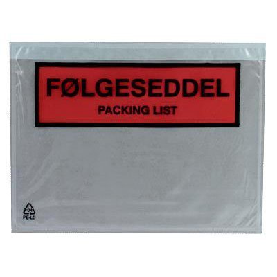 Følgeseddellomme C6 165x122mm 1000stk