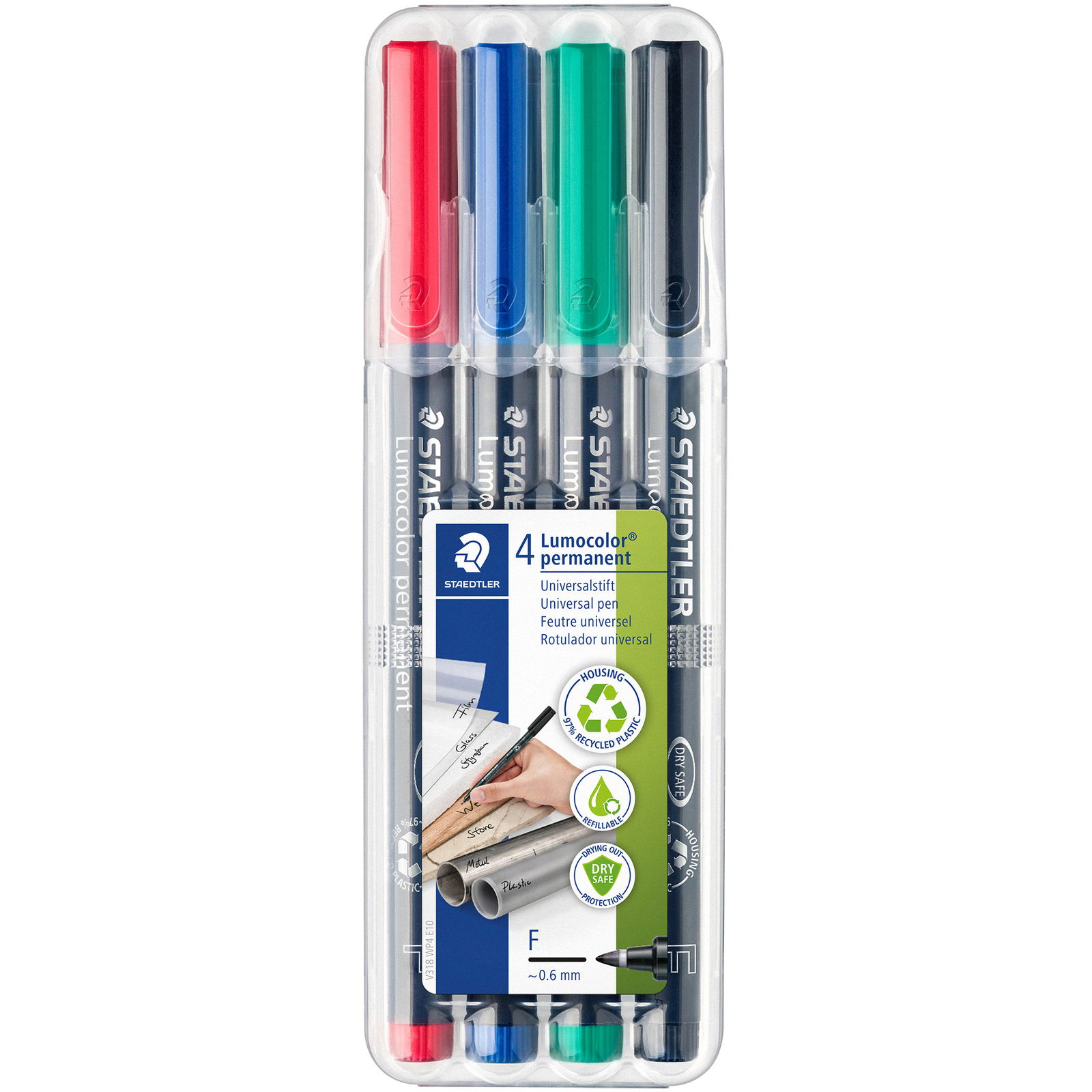 Staedtler Lumocolor 318F permanent overheadpenne 0,6mm 4 farver