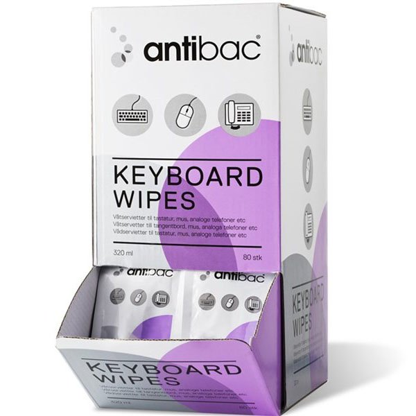 Antibac desinfektionsservietter keyboard wipes 80stk
