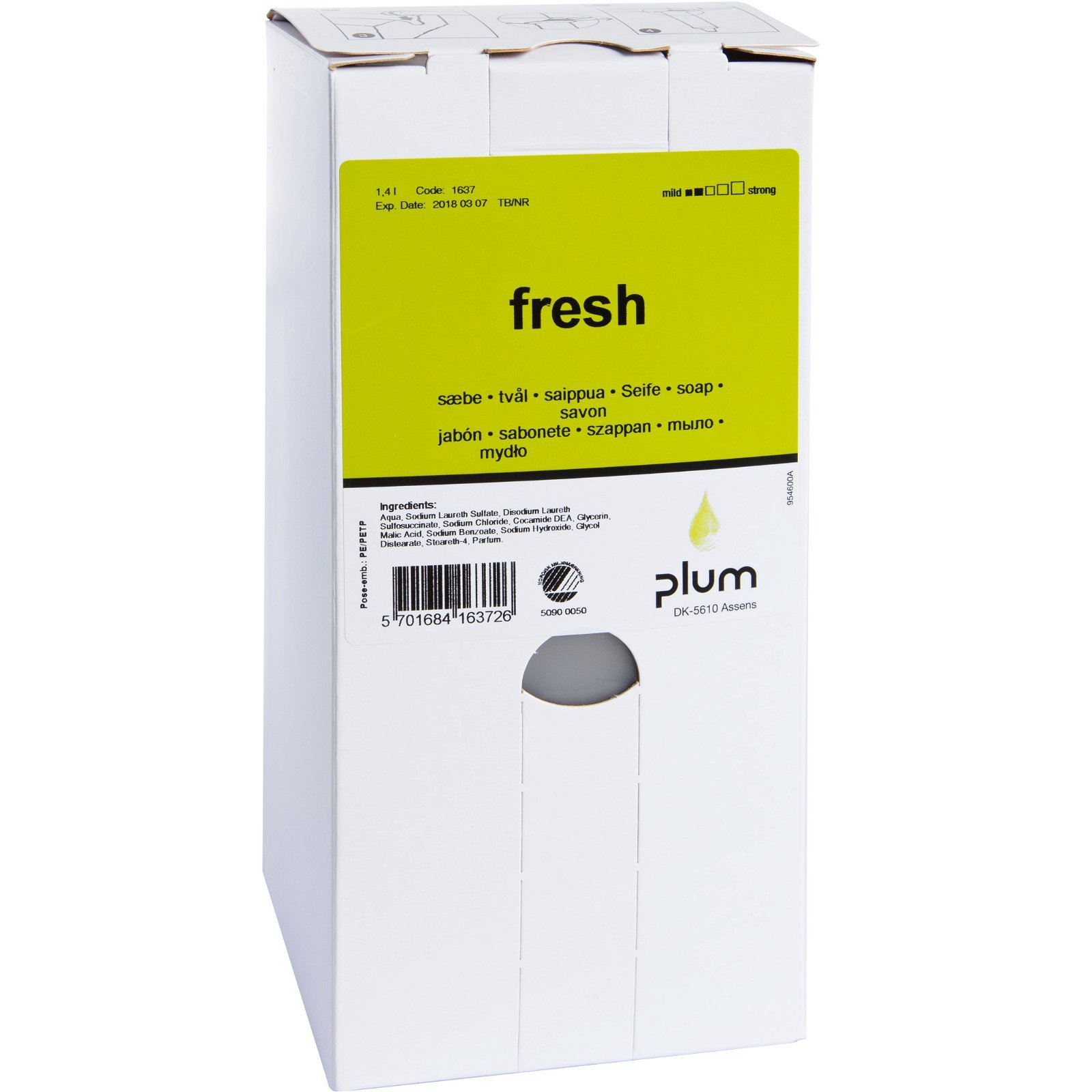 Plum Fresh håndsæbe refill m/parfume 1.4 l