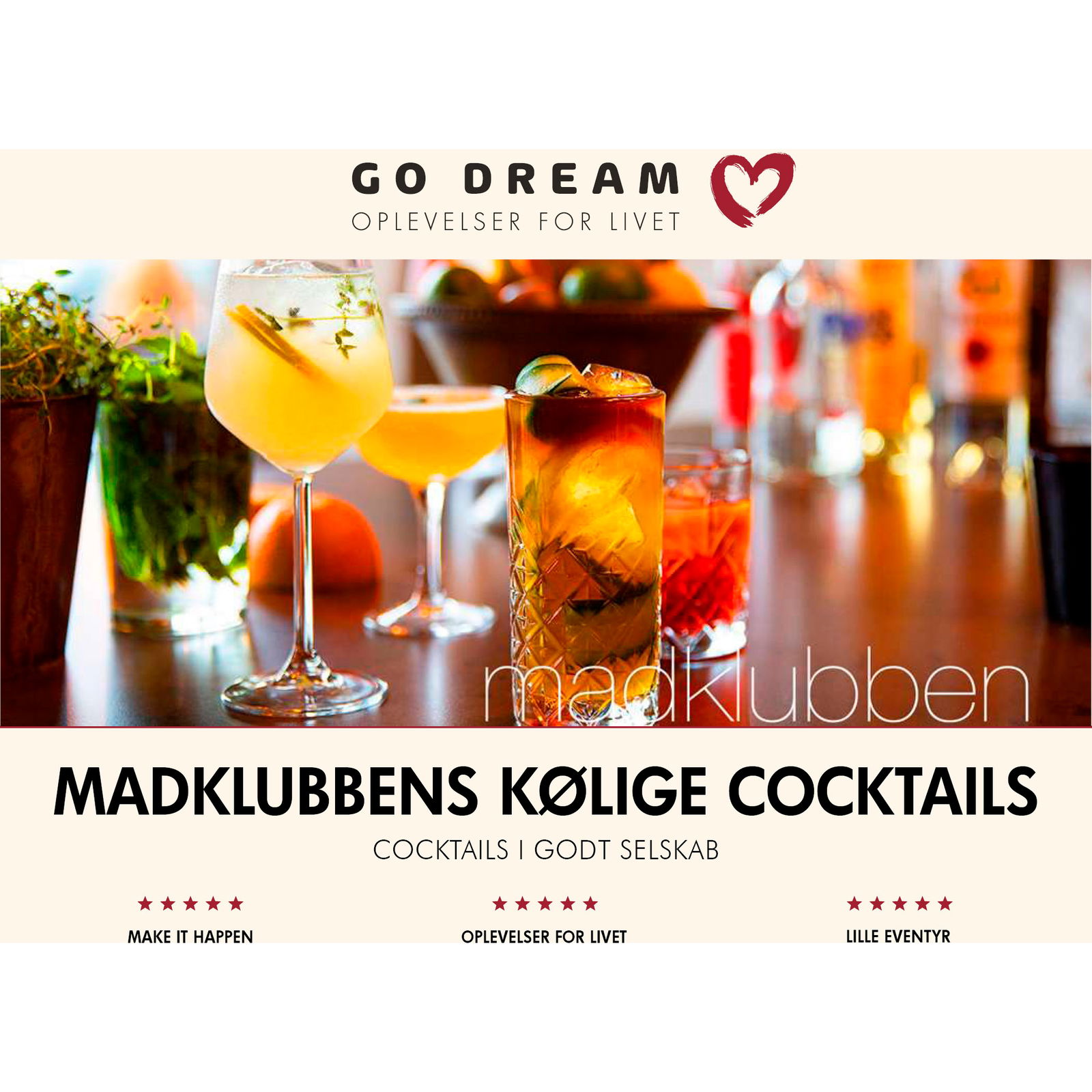 Go Dream Madklubbens kølige cocktails gavekort