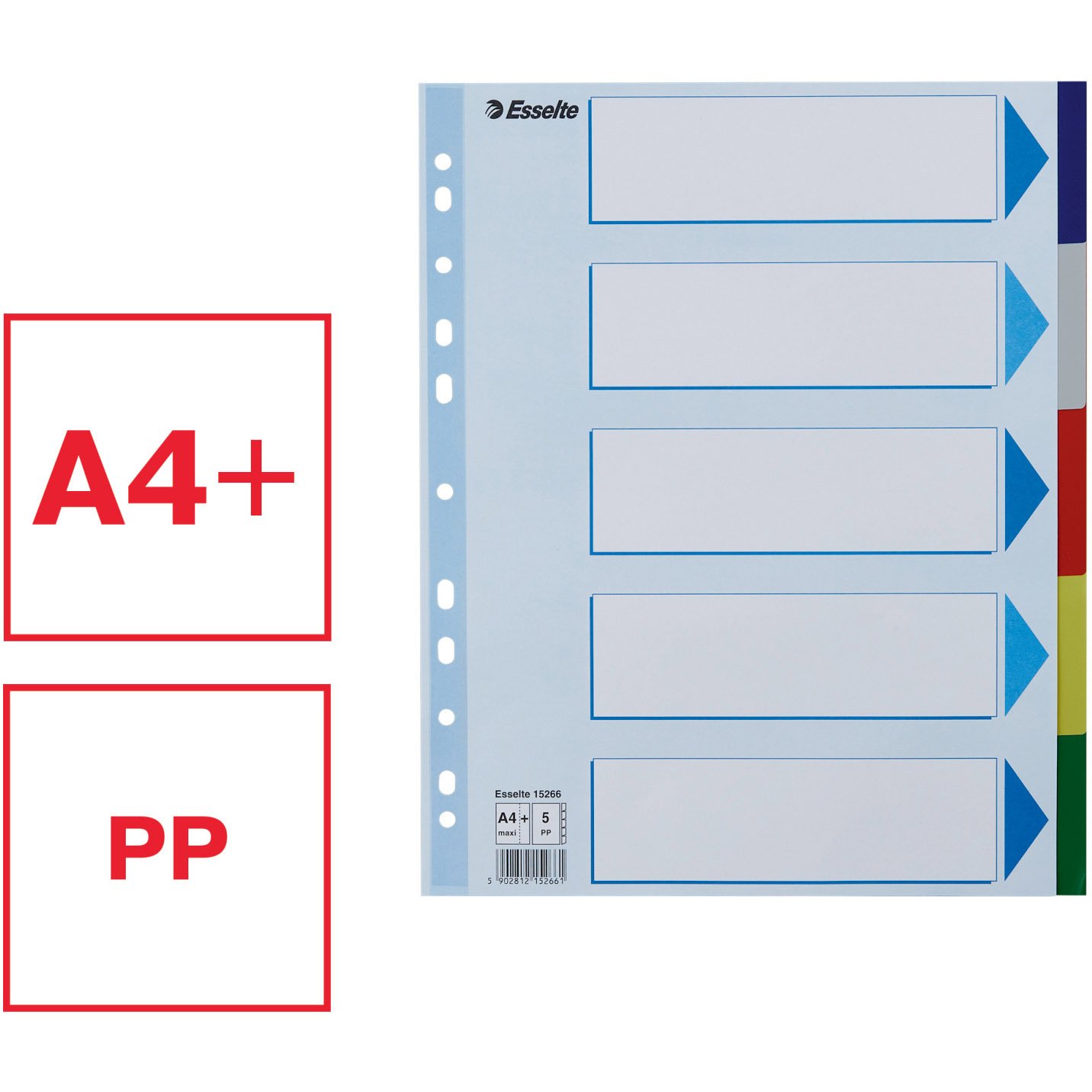 Esselte faneblade A4+ Maxi 5-delt flerfarvet