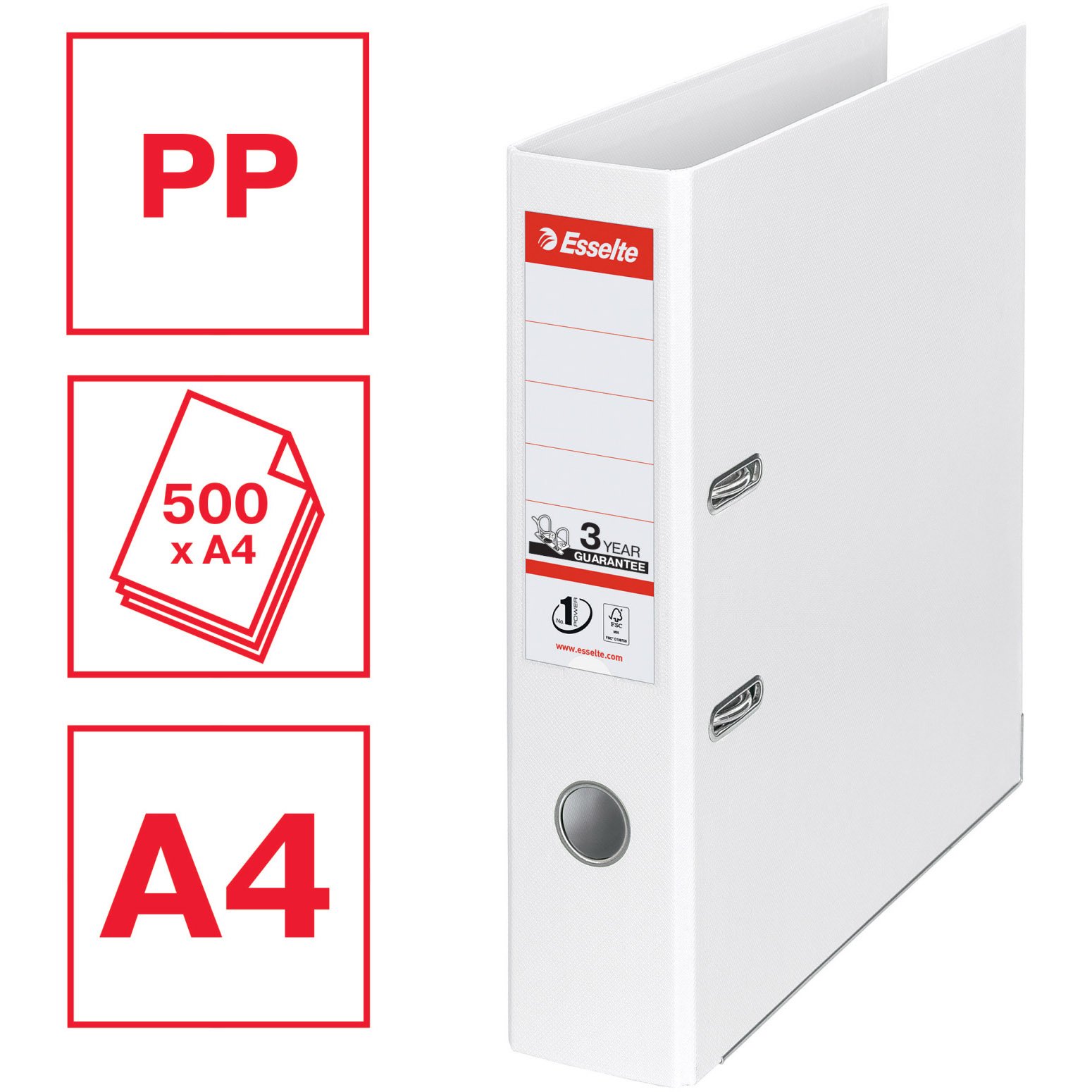 Esselte No. 1 brevordner A4 75 mm hvid