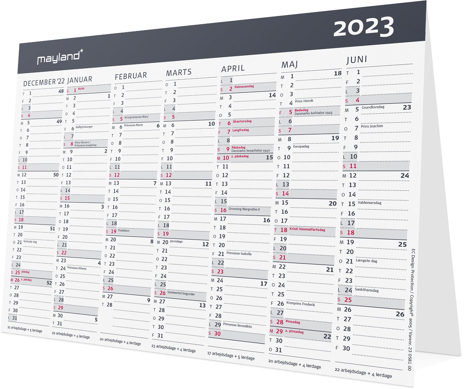 Mayland kontor-bordkalender A5 moderne 2023