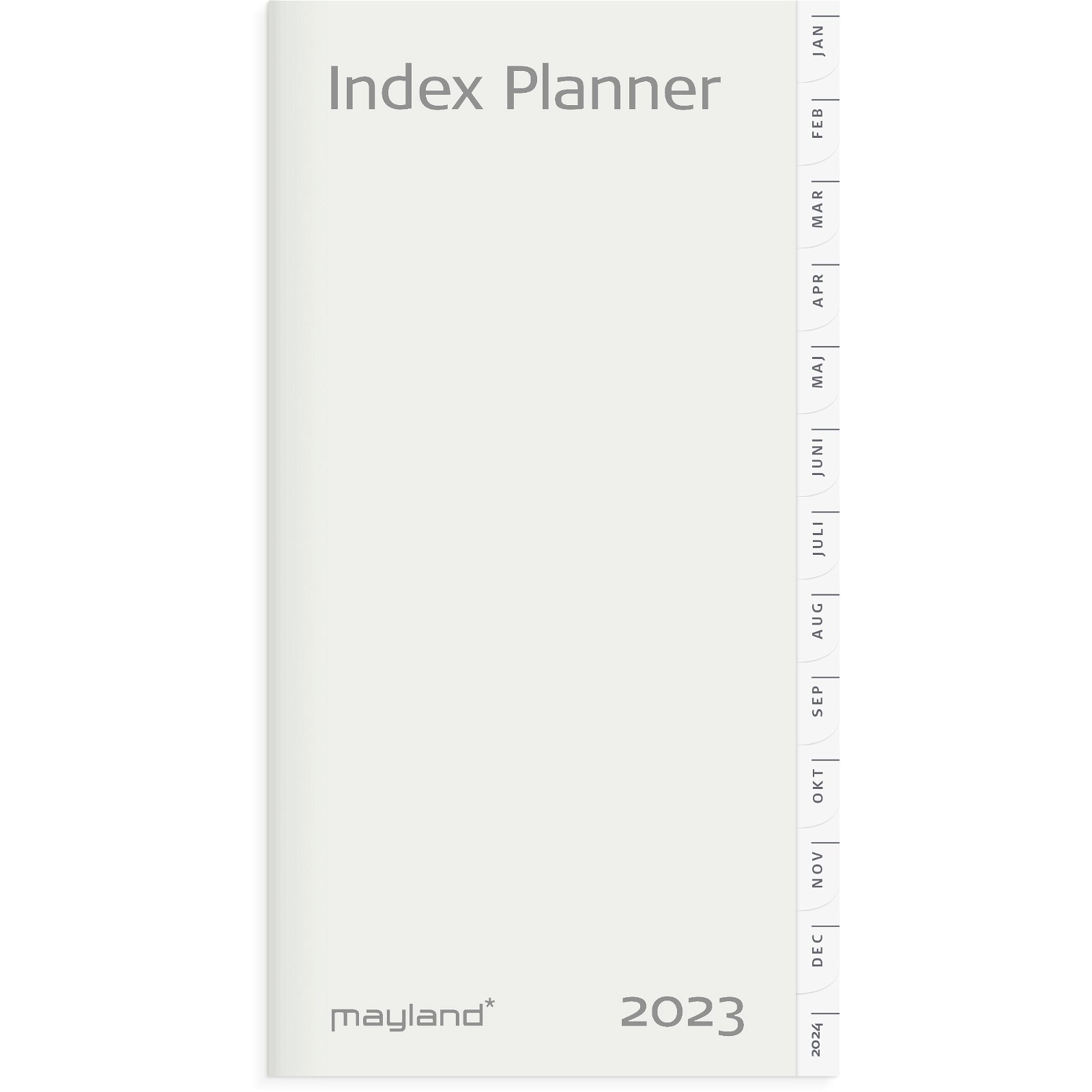 Mayland Index Planner månedskalender refill 2023 hvid B8.8 cm x L17 cm