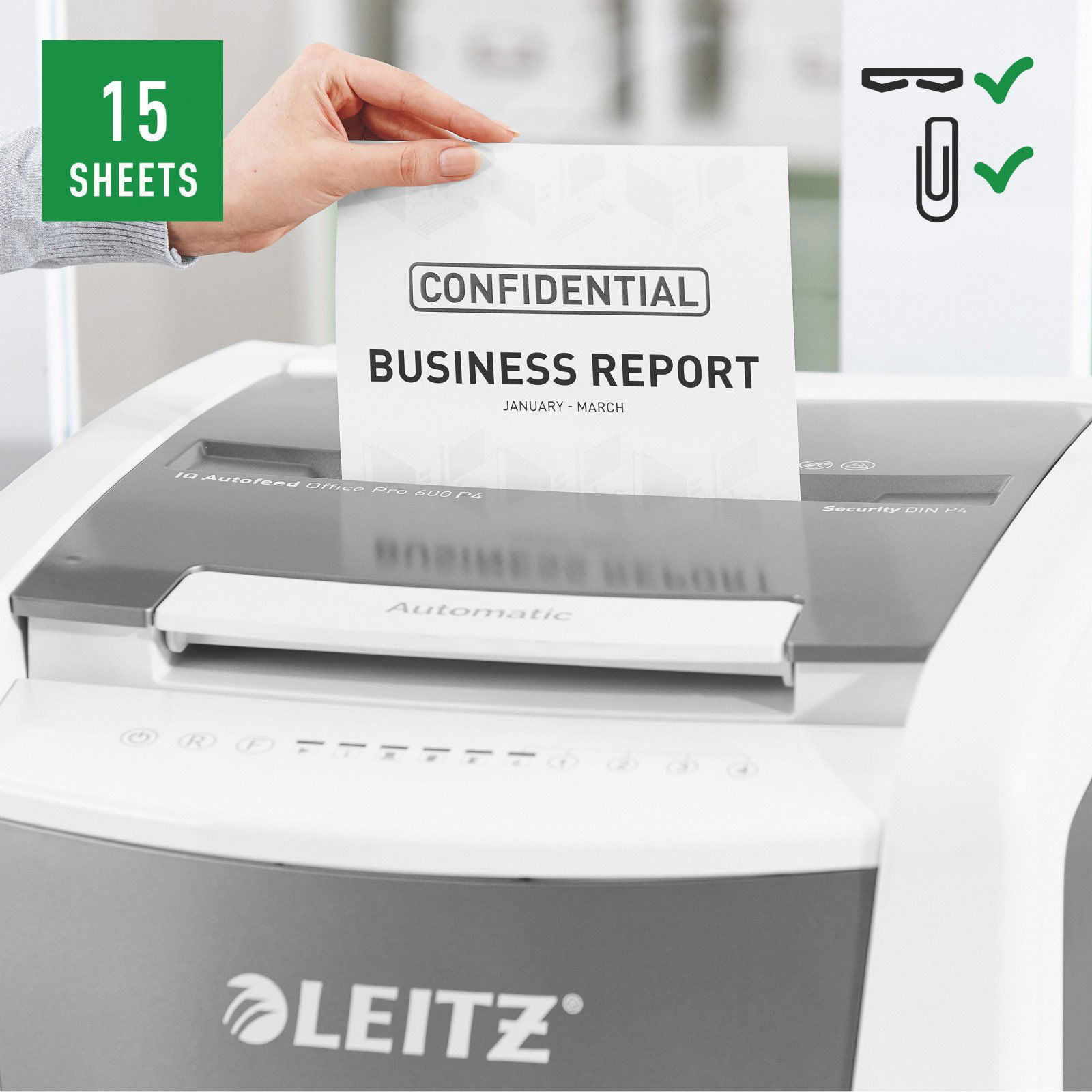 Leitz IQ AutoFeed 600 kryds 4x36mm P4 110L makuleringsmaskine hvid