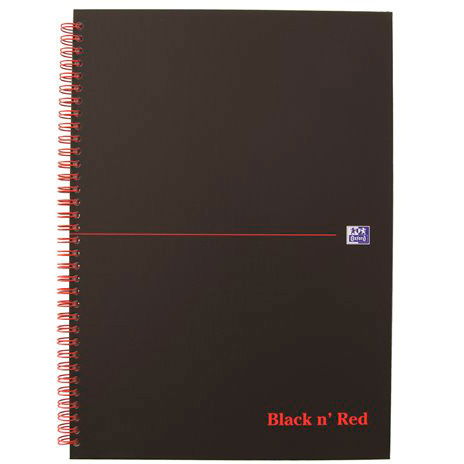 Oxford BlacknRed spiralblok A4 linjeret