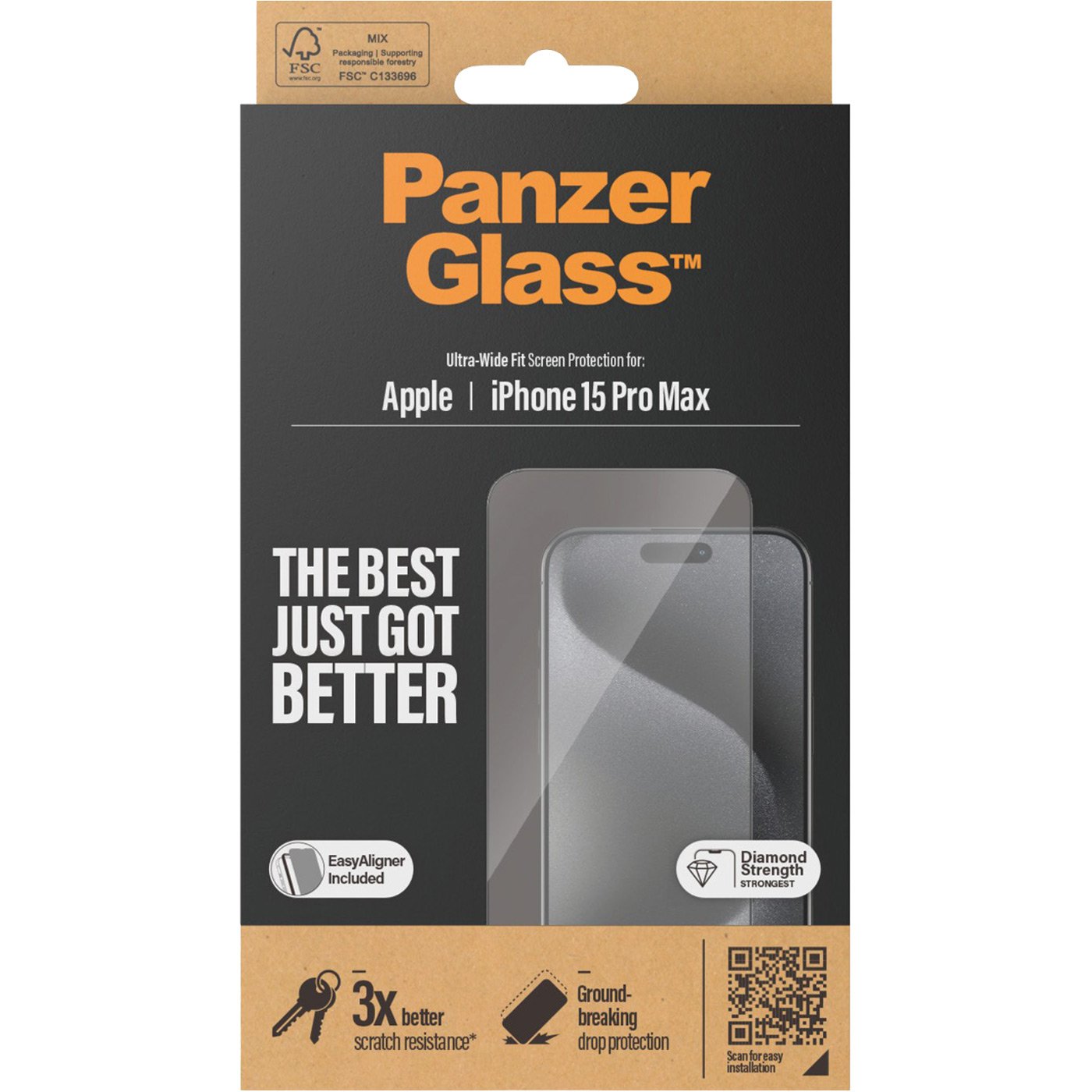 PanzerGlass Ultra-Wide Fit t/iPhone 15 Pro Max