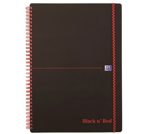 Oxford Black’n’Red spiralblok PP A4 kvadreret