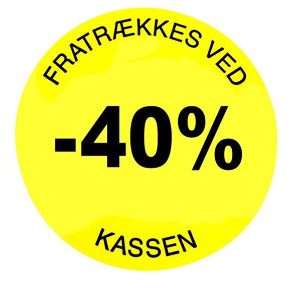 Rabatetiketter -40% Ø35mm gul