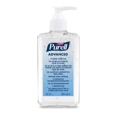 Hånddesinfektion gel PURELL Advanced Gel 70% ethanol m glycerin og pumpe 300 ml