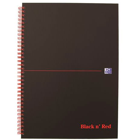 Oxford Black’n’Red spiralblok A4 linjeret