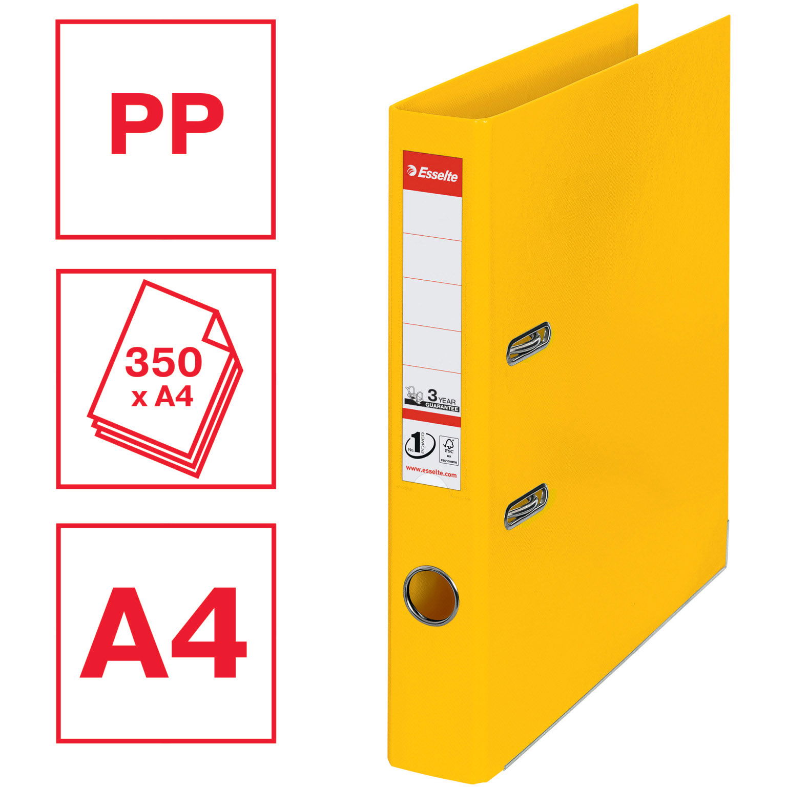 Esselte No. 1 brevordner A4 50 mm gul