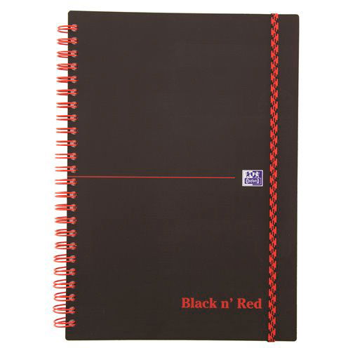 Oxford BlacknRed spiralblok PP A5 linjeret