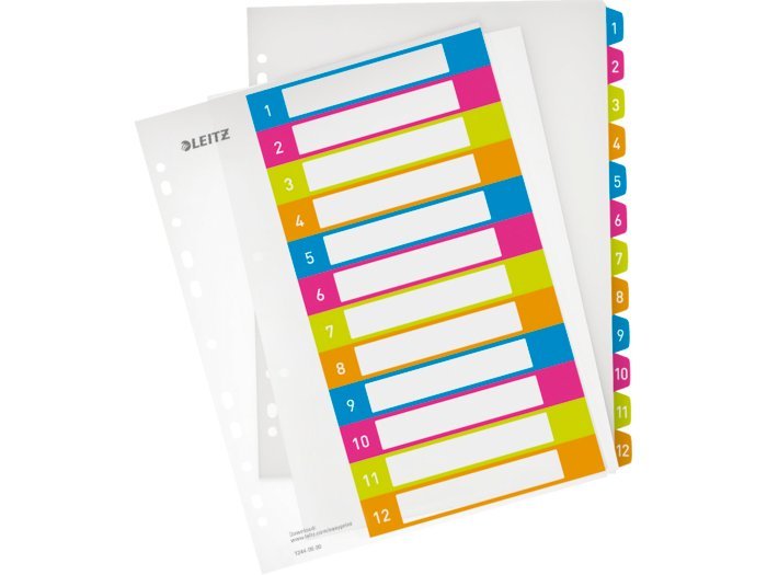 Leitz WOW Maxi printbar register A4 Maxi 1-12 flerfarvet