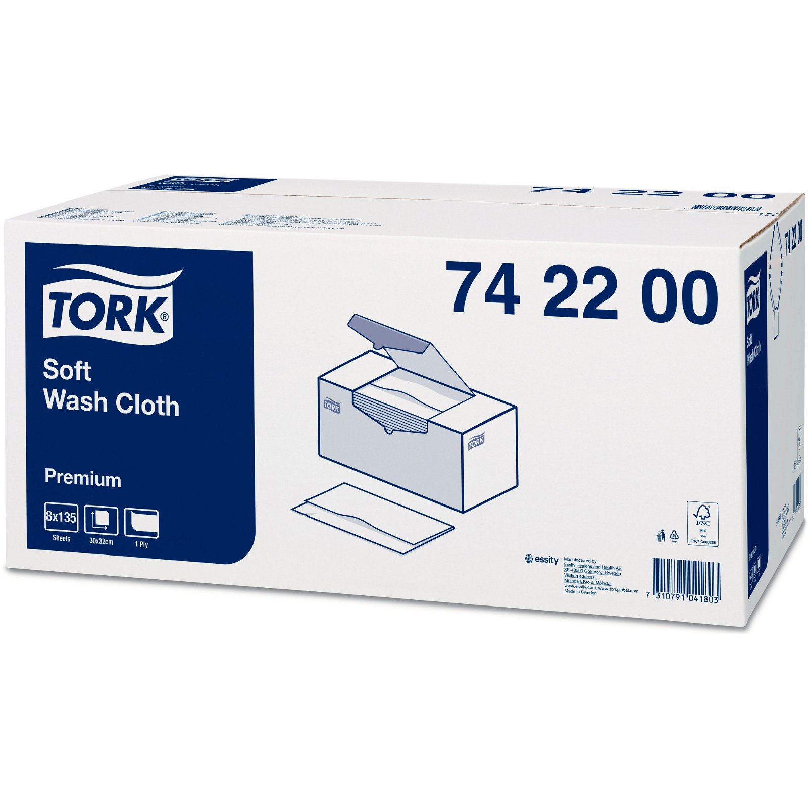 Tork 742200 Premium Soft vaskeklude 30x32cm hvid 135stk