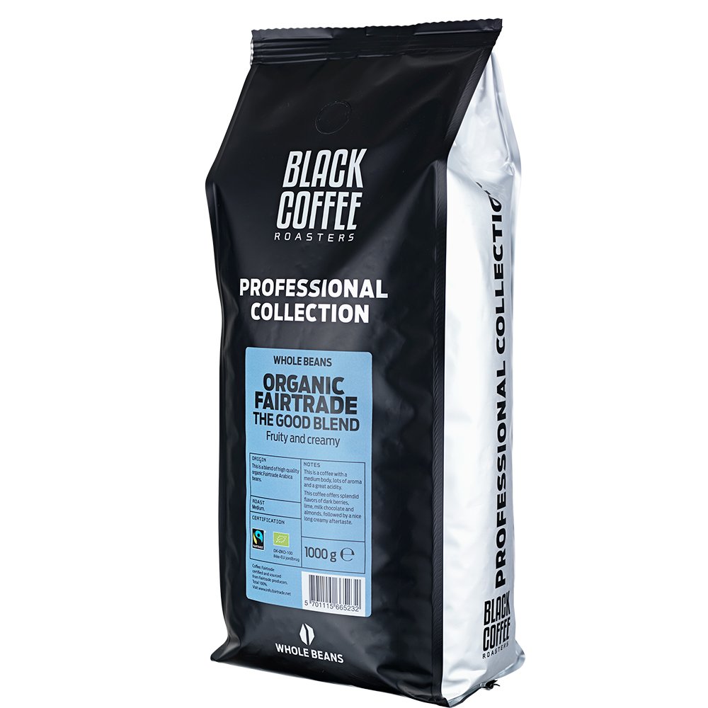 BKI Black Coffee Organic Fairtrade helbønne kaffe 1kg 