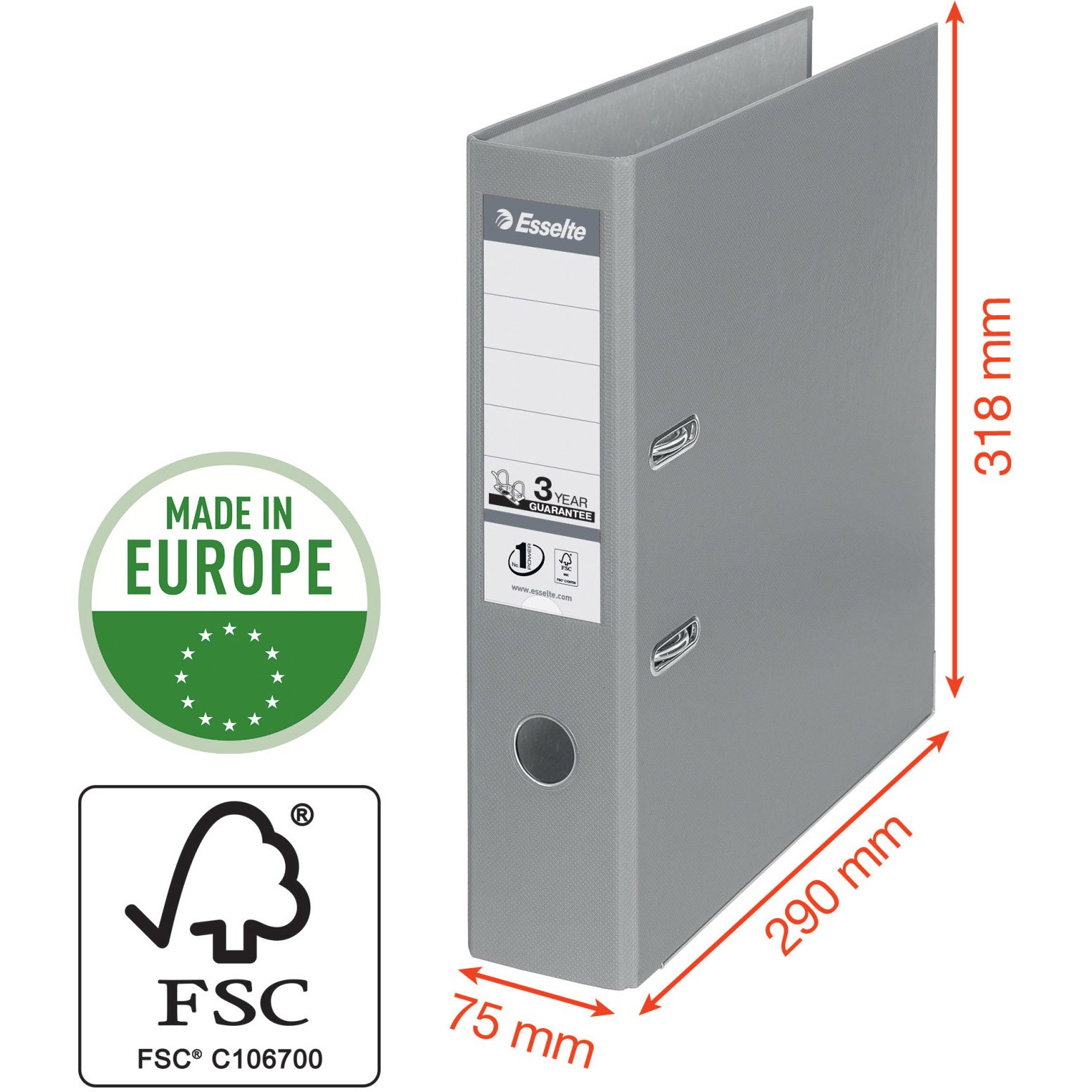 Esselte No. 1 brevordner A4 75 mm hvid