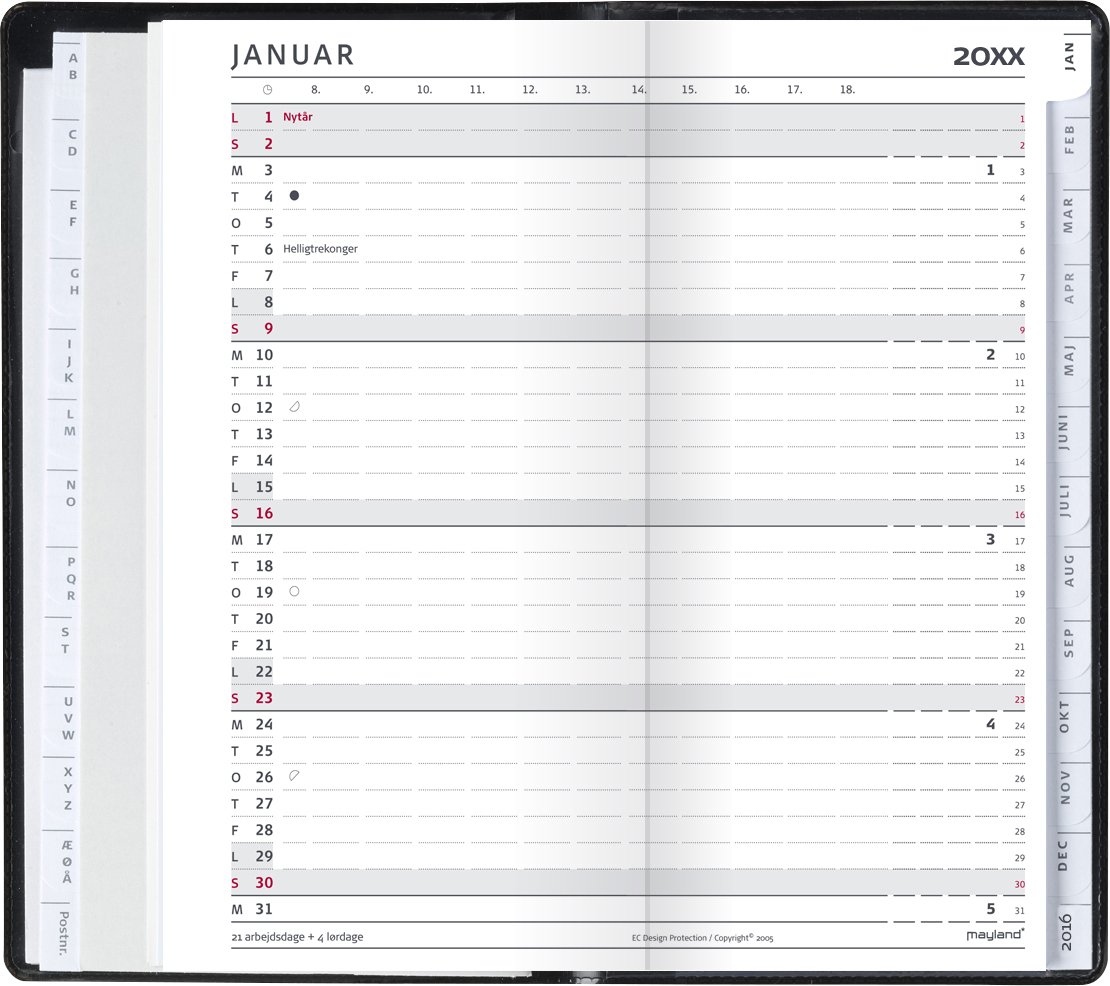 Mayland Index Planner måneds- kalender REFILL 2022