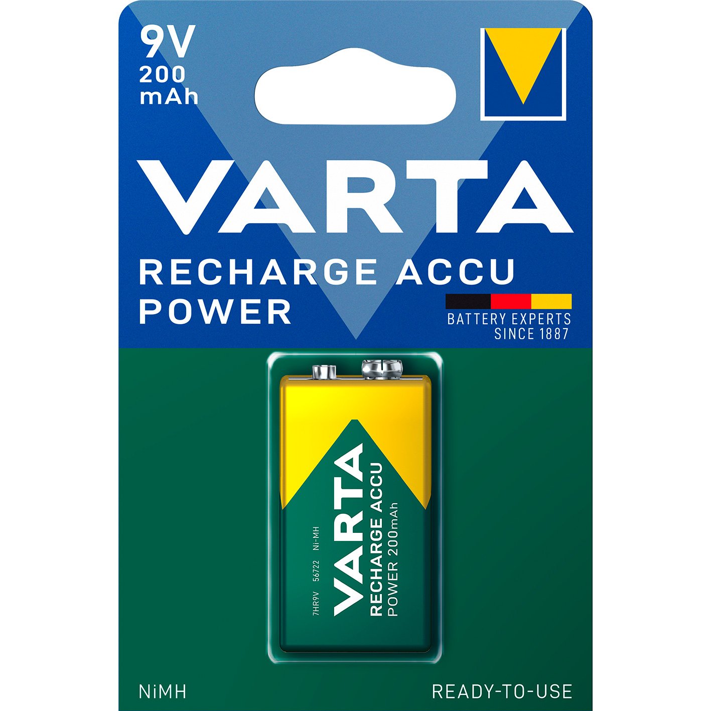 VARTA Genopladelig batteri 9V/HR9V 200 mah 1 stk