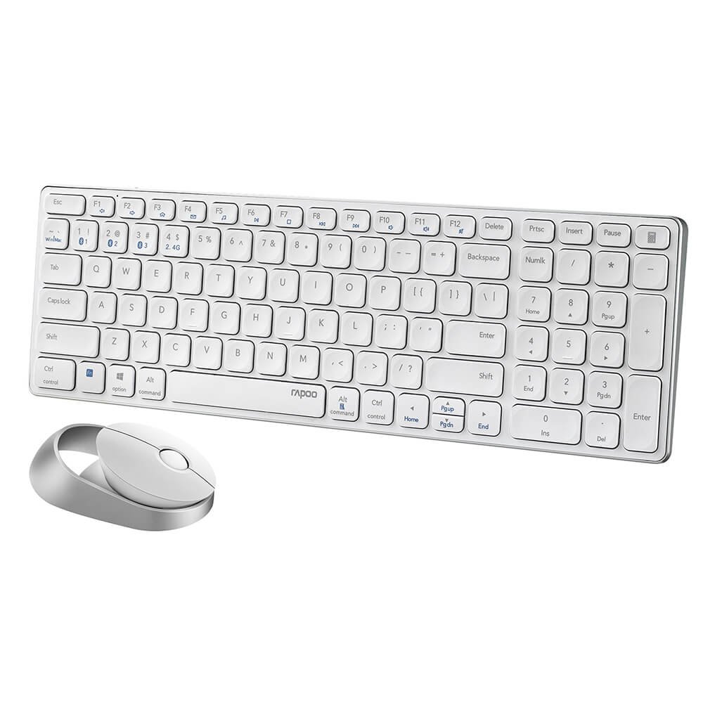 RAPOO 9750M trådløs tastatur & mus hvid